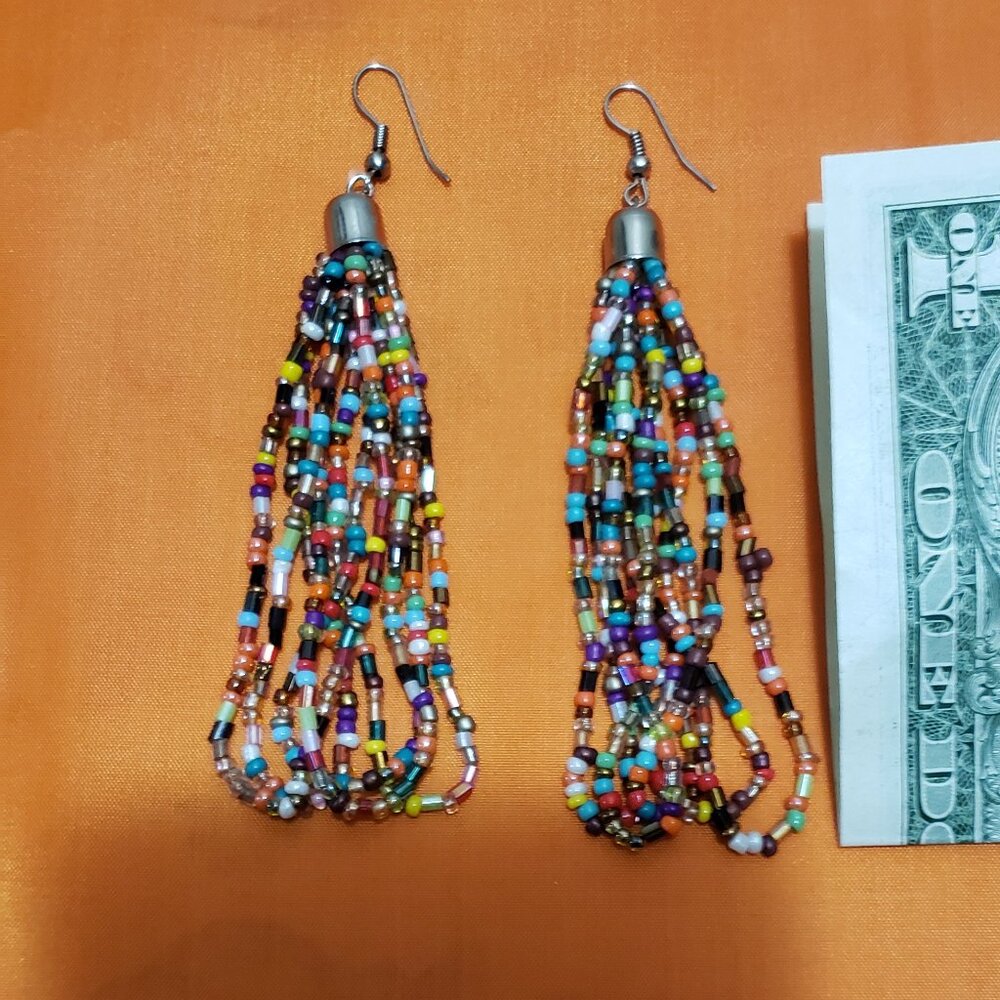 Multi Color Beaded Earrings.